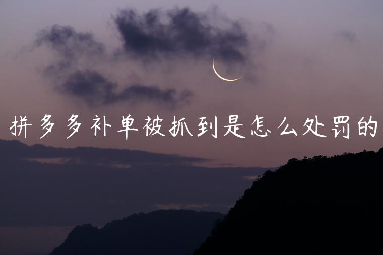 拼多多補(bǔ)單被抓到是怎么處罰的